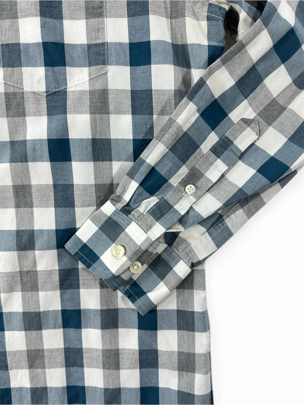 Banana Republic Blue and Gray Plaid Button-Down Shirt